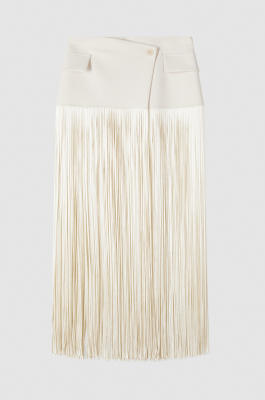 Fabric wrap belt with fringes, White, Patrizia Pepe
