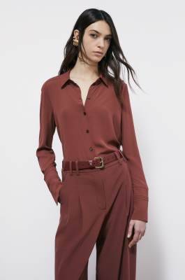 Soft viscose shirt, Brown, Patrizia Pepe