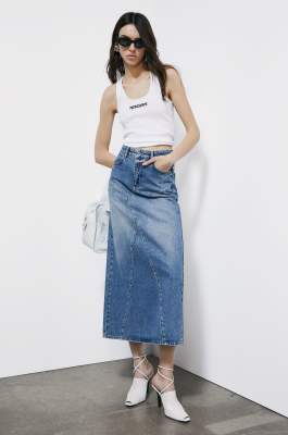 Long denim skirt, Blue, Patrizia Pepe