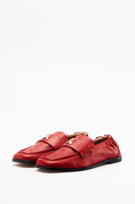 Soft Square leather loafers, Red, Patrizia Pepe