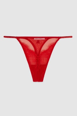 Tulle and lace thong, Red, Patrizia Pepe