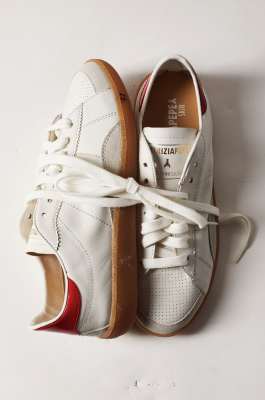 SKIN nappa leather sneakers with glossy details, White/Red, Patrizia Pepe