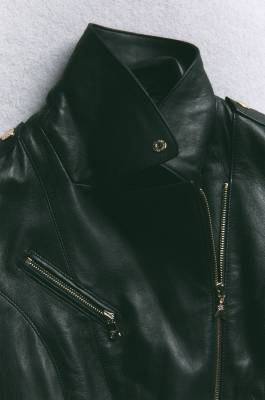 Куртка-косуха из кожи, Черный, Patrizia Pepe