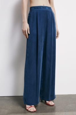 Fluid pants with elastic waistband, Blue, Patrizia Pepe
