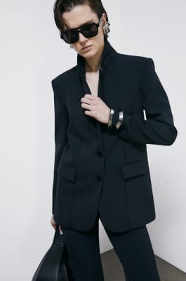 Blazer in structured twill, Black, Patrizia Pepe