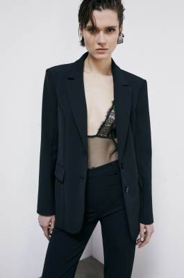 Blazer in structured twill, Black, Patrizia Pepe