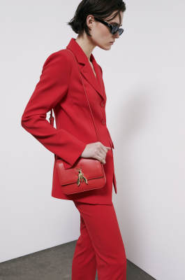 Essential Fly leather shoulder bag, Red, Patrizia Pepe