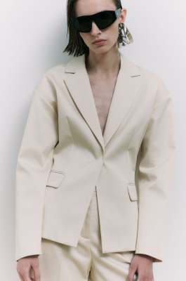 Slim blazer with belt, White, Patrizia Pepe