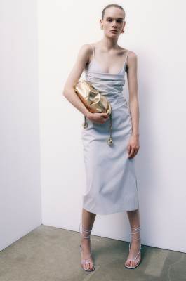 Midi bustier poplin dress, Grey, Patrizia Pepe