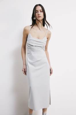 Midi bustier poplin dress, Grey, Patrizia Pepe