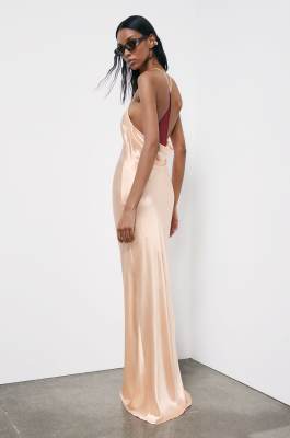 Fluid satin ceremony dress, Pink, Patrizia Pepe