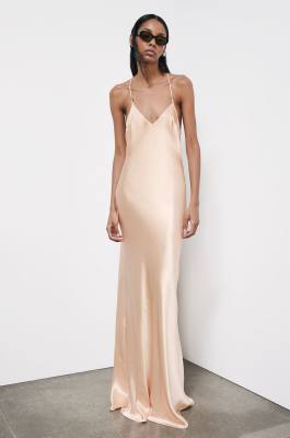 Fluid satin ceremony dress, Pink, Patrizia Pepe