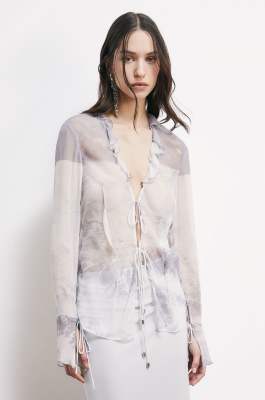 Fluid viscose blouse with ruffles, Abstract Fantasy, Patrizia Pepe