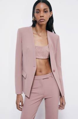 Top in cr&ecirc;pe with rhinestones, Pink, Patrizia Pepe