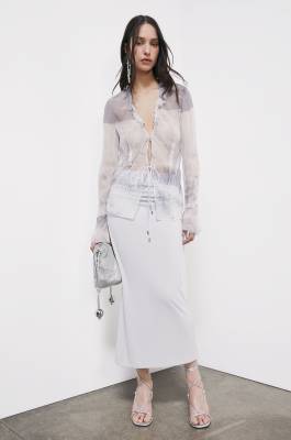 Draped fitted midi skirt, Grey, Patrizia Pepe