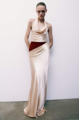 Draped satin maxi skirt, Pink, Patrizia Pepe