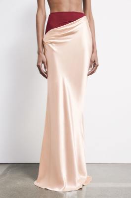 Draped satin maxi skirt, Pink, Patrizia Pepe