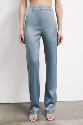 Slim trousers in stretch viscose satin, Grey, Patrizia Pepe