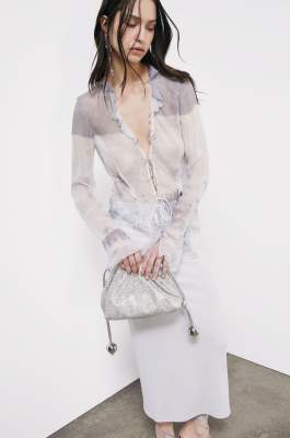 Small Bubble Clutch with rhinestones, Silver/Crystal, Patrizia Pepe