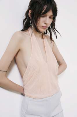 Georgette top with bead embroidery, Pink, Patrizia Pepe