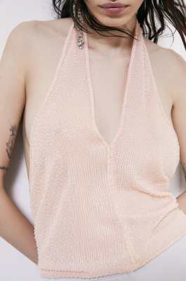 Georgette top with bead embroidery, Pink, Patrizia Pepe