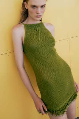 Mini mesh dress with beads, Green, Patrizia Pepe