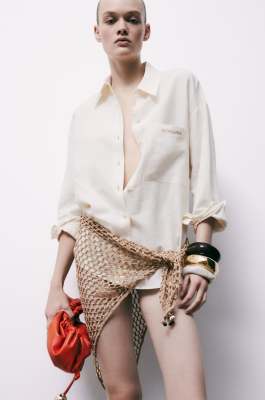 Crochet Pareo Skirt, Beige, Patrizia Pepe