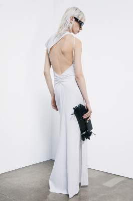 Long asymmetric cr&ecirc;pe dress, Grey, Patrizia Pepe