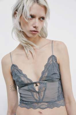 Lace bralette, Grey, Patrizia Pepe