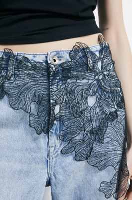 Floral lace belt skirt, Black, Patrizia Pepe