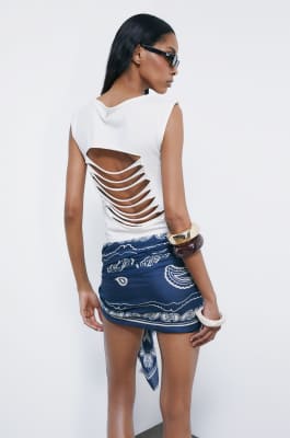 Jersey top with cut-out, White, Patrizia Pepe