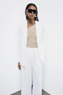 One-shoulder draped top, Beige, Patrizia Pepe