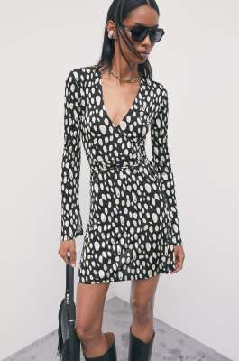 Printed wrap mini dress in viscose-silk jersey, Abstract Fantasy, Patrizia Pepe