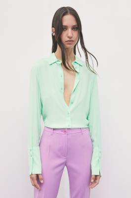 Fluid viscose cr&ecirc;pe shirt, Green, Patrizia Pepe