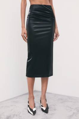 Vinyl midi skirt, Black, Patrizia Pepe