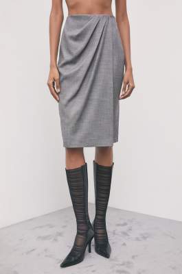 Drapped flannel midi skirt, Grey, Patrizia Pepe