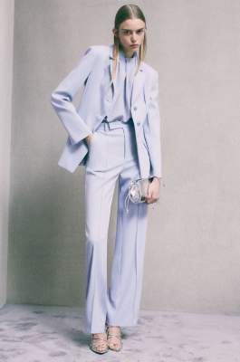 Pantalon large de tailleur taille basse, Bleu Ciel, Patrizia Pepe