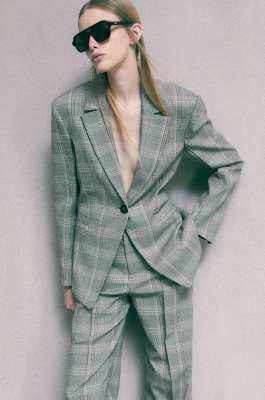 Structured check blazer in viscose blend, Abstract Fantasy, Patrizia Pepe