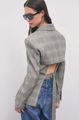 Structured check blazer in viscose blend, Abstract Fantasy, Patrizia Pepe