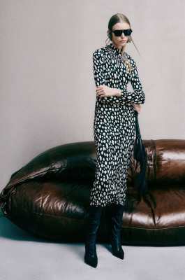 Printed long dress in viscose-silk jersey, Abstract Fantasy, Patrizia Pepe