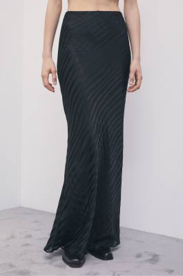 Long d&eacute;vor&eacute; skirt, Black, Patrizia Pepe