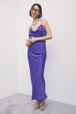 Long d&eacute;vor&eacute; slip dress, Purple, Patrizia Pepe