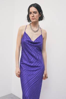 Long d&eacute;vor&eacute; slip dress, Purple, Patrizia Pepe