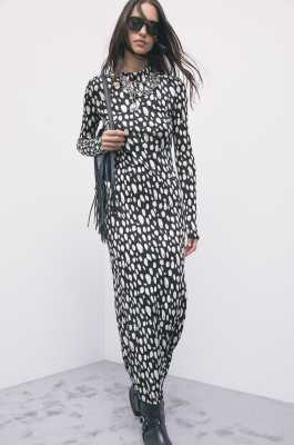 Printed long dress in viscose-silk jersey, Abstract Fantasy, Patrizia Pepe