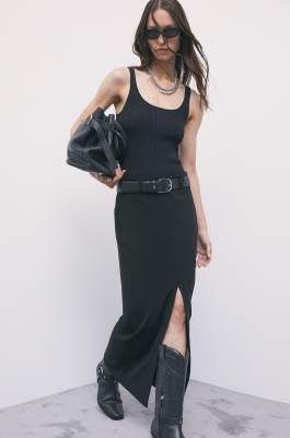 Midi knit dress with tailored skirt, Black, Patrizia Pepe