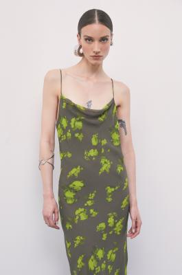 Long printed chiffon slip dress, Abstract Fantasy, Patrizia Pepe