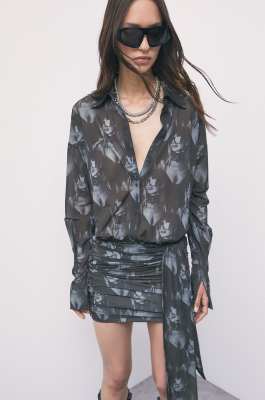 Mini dress with sash and Patrizia all-over print, Abstract Fantasy, Patrizia Pepe