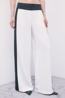 Color-block palazzo trousers, White/Black, Patrizia Pepe