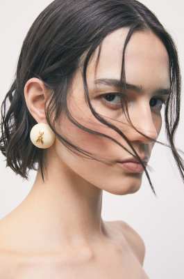 Bold sphere earrings, White, Patrizia Pepe