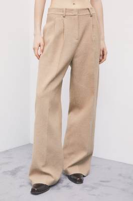 Fluid trousers with pleats, Beige, Patrizia Pepe